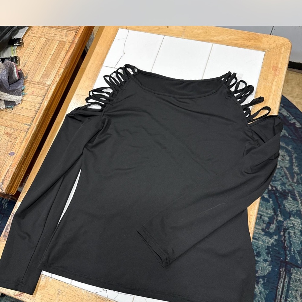 Black Women's Top with Unique Strap Design